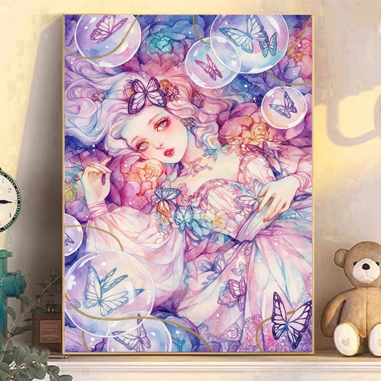 DIY树脂方钻满钻钻石画粘贴钻砖石绣带钻泡泡蝴蝶牡丹花仙子美女