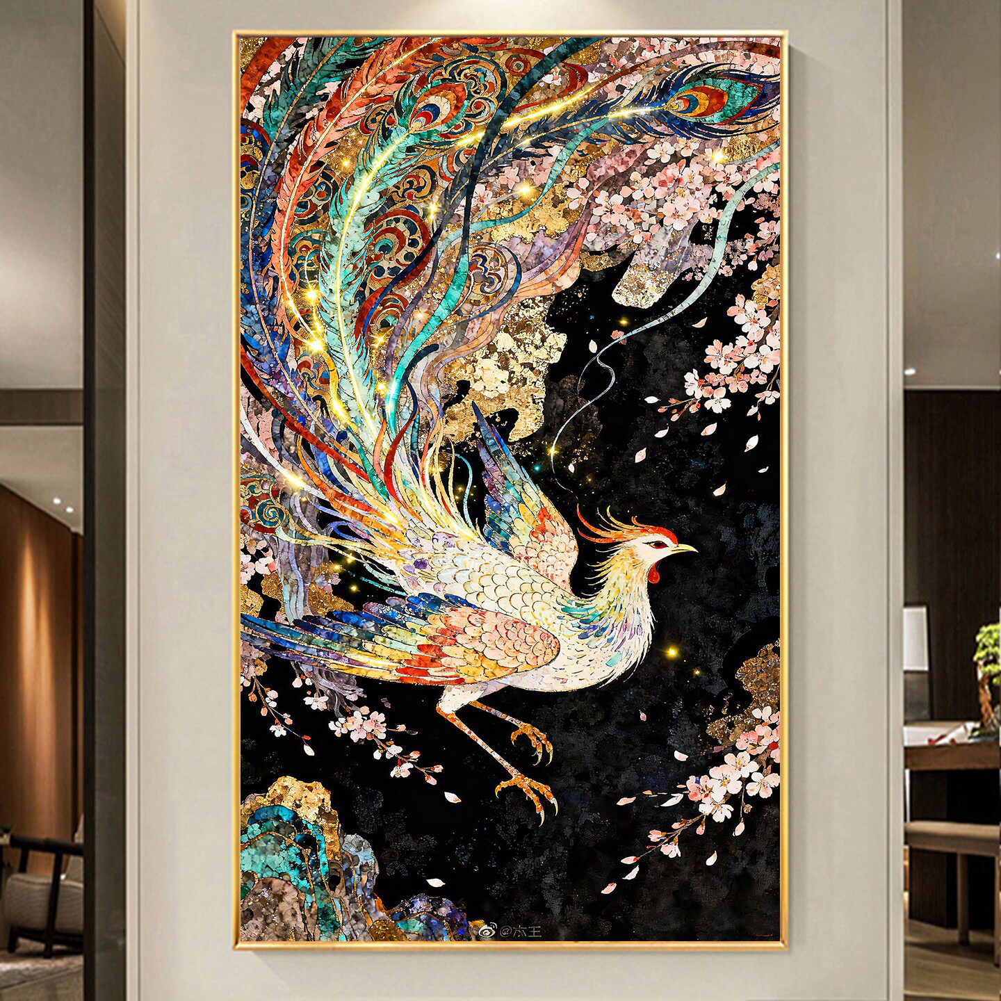 国风高颜值复杂DIY树脂方钻满贴钻钻石画钻石绣彩色凤凰孔雀玄关