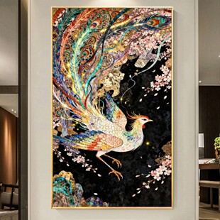 国风高颜值复杂DIY树脂方钻满贴钻钻石画钻石绣彩色凤凰孔雀玄关