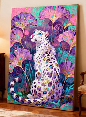 2026新款DIY方钻满贴钻钻石画钻石绣带钻套件银杏叶白色豹子背影