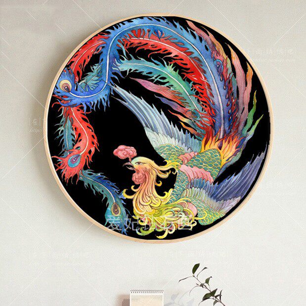 2019新款古代古典十字绣圆形钻石画凤凰图方钻满贴钻钻石绣砖石画