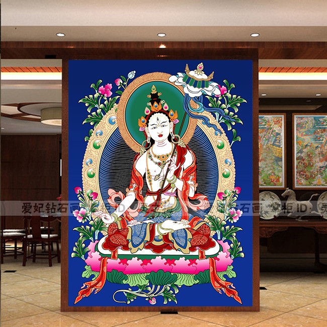 新款客厅DIY方钻满钻钻石画贴钻点钻十字绣带钻唐卡大白伞盖佛母
