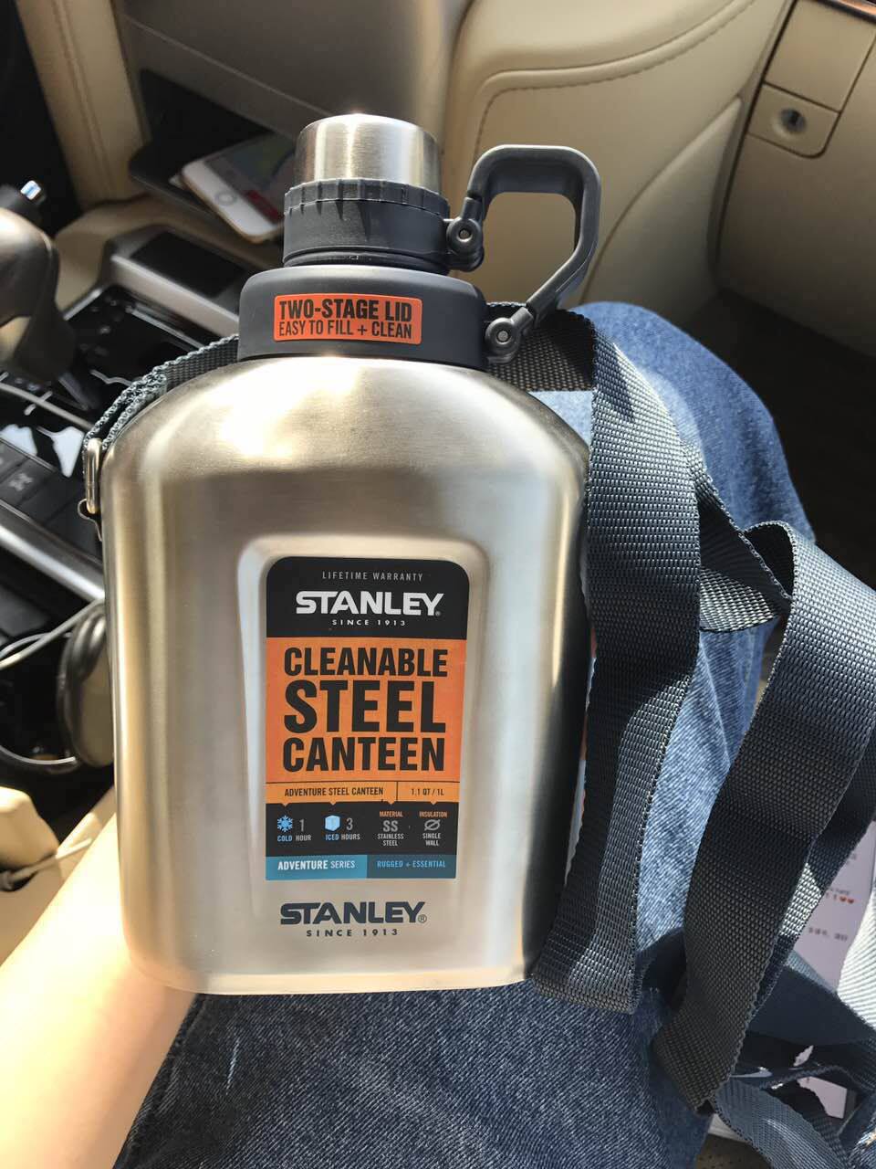 正品新史丹利STANLEY探险系列美式风格不锈钢大容量背带水壶户外