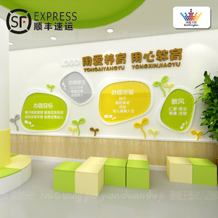 文化理念墙幼儿园大厅走廊家园共育栏公告栏楼梯环创装饰主题墙