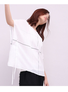 特价肌理感面料雨春藤19夏宽松格子套头衫含内搭SY260烨子女装