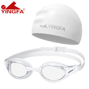 英发泳镜女士专业竞速防水防雾高清成人男款透明中框儿童游泳眼镜