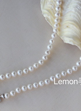 5-6mm天然淡水珍珠项链925银土星吊坠高级百搭气质2025年新款女