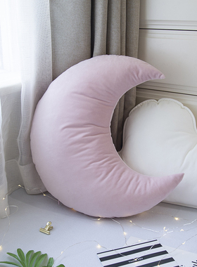 粉色女生ins风可爱少女月亮U型靠枕办公室心形汽车抱枕靠垫午睡