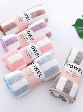 owel源头经编珊瑚绒彩条毛巾柔软吸水洗脸巾地摊礼品毛巾