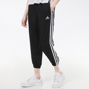 阿迪达斯女裤2022夏季新款休闲运动九分裤收口束脚跑步长裤GM5559