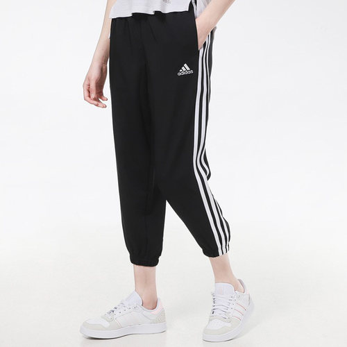 阿迪达斯女裤2022夏季新款休闲运动九分裤收口束脚跑步长裤GM5559