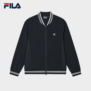 FILA 针织长袖 外套新款 舒适简约休闲棒球服F11M527501F 斐乐男士