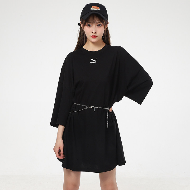 2021夏季彪马女装中长款半袖T恤透气短袖连衣裙 532285-01-24