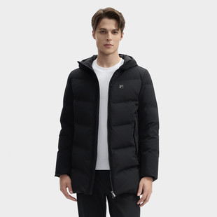斐乐男中长鹅绒羽绒服2025冬保暖连帽外套F51M543996 F11M443903F
