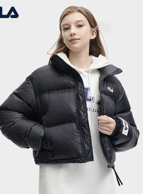 FILA 斐乐保暖防风宽松短款女子羽绒服F51W349901A-DK