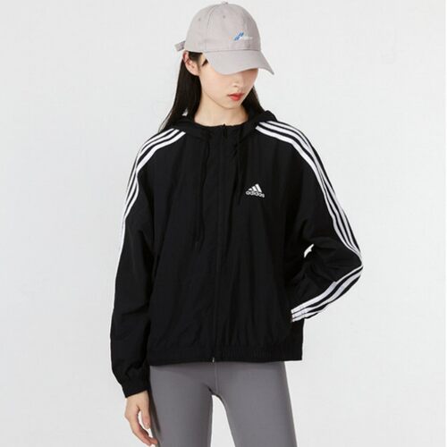 Adidas女士运动休闲连帽夹克外套