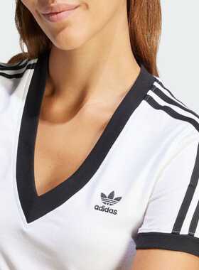 阿迪达斯adidas IR8114 IU2416 IR8116 三叶草女款深V短袖T恤