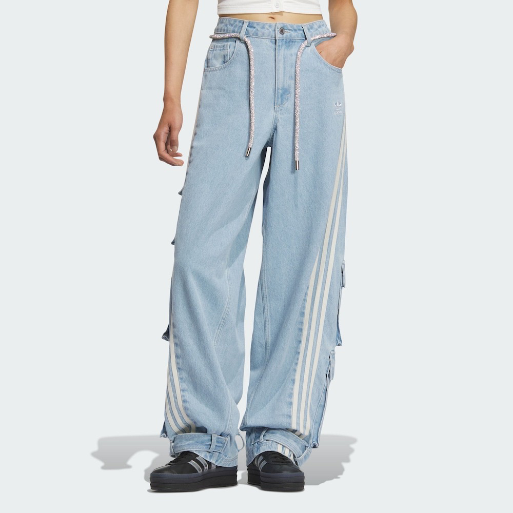 Adidas官方正品休闲时尚纯棉多口袋女牛仔运动长裤JY4515 JY4514
