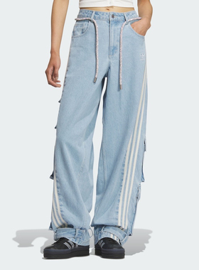 Adidas官方休闲时尚纯棉多口袋女牛仔运动长裤JY4515 JY4514