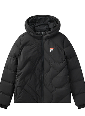FILA斐乐女子秋冬季百搭鸭绒短款连帽保暖运动羽绒服F51W348919A
