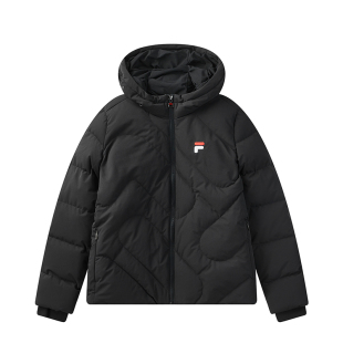 FILA斐乐女子秋冬季百搭鸭绒短款连帽保暖运动羽绒服F51W348919A