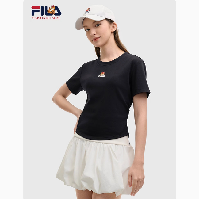 斐乐韩素希同款FILA短袖女收腰狐狸刺绣辣妹修身上衣F11W529120F