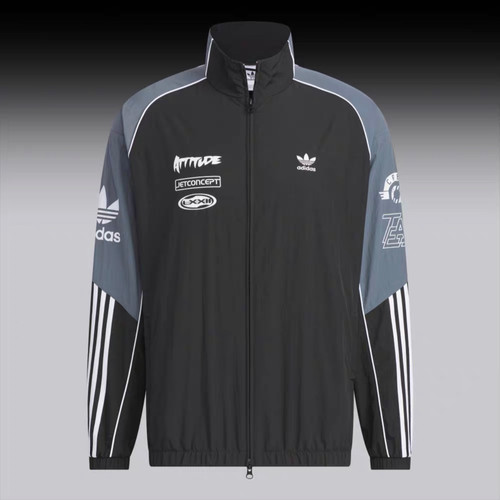 Adidas三叶草专柜机车风三条纹运动休闲夹克外套JL8406JL8408