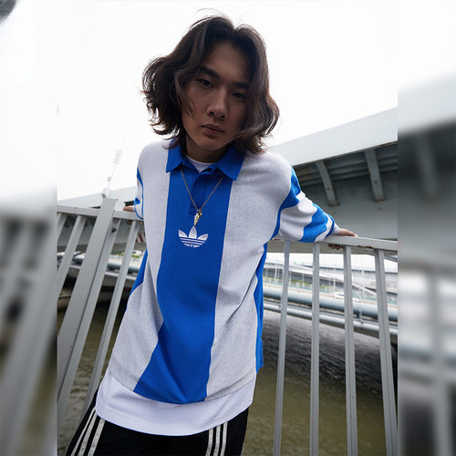 Adidas阿迪达斯三叶草男子春秋新款运动休闲长袖POLO衫T恤IM4584