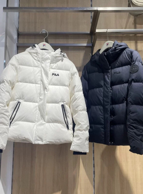 FILA 斐乐 女子2024冬季款运动连帽保暖鸭绒羽绒服F11W448901FNV