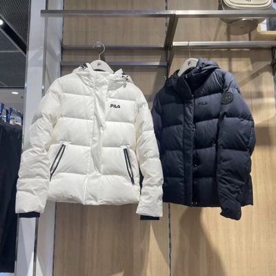 FILA 斐乐 女子2024冬季款运动连帽保暖鸭绒羽绒服F11W448901FNV