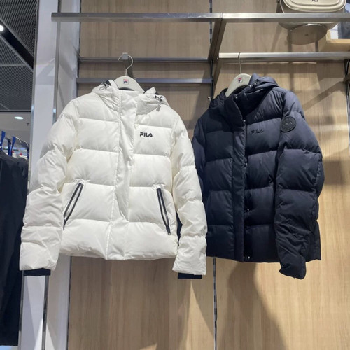 FILA 斐乐 女子2024冬季款运动连帽保暖鸭绒羽绒服F11W448901FNV