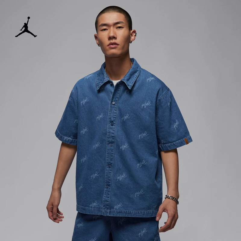 耐克NIKEJordanFlight男子短袖牛仔上衣裤子FN4654-436FN4652-436