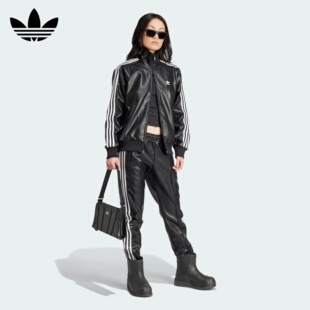 Adidas官方三叶草女子时尚百搭运动夹克外套皮衣IY2912IY2913