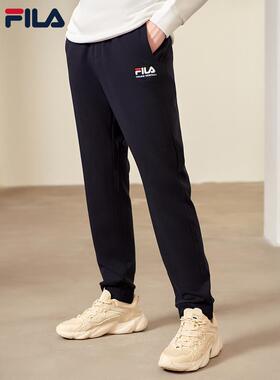 FILA男裤针织长裤束脚松紧休闲裤运动加绒保暖卫裤男F51M148692
