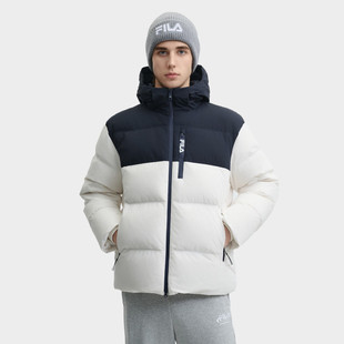 FILA 外套拼色休闲保暖舒适F11M449911F 斐乐男子羽绒服连帽长袖