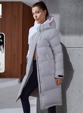 FILA 斐乐女士鹅绒羽绒服2024冬季新款运动长款连帽A11W341916F