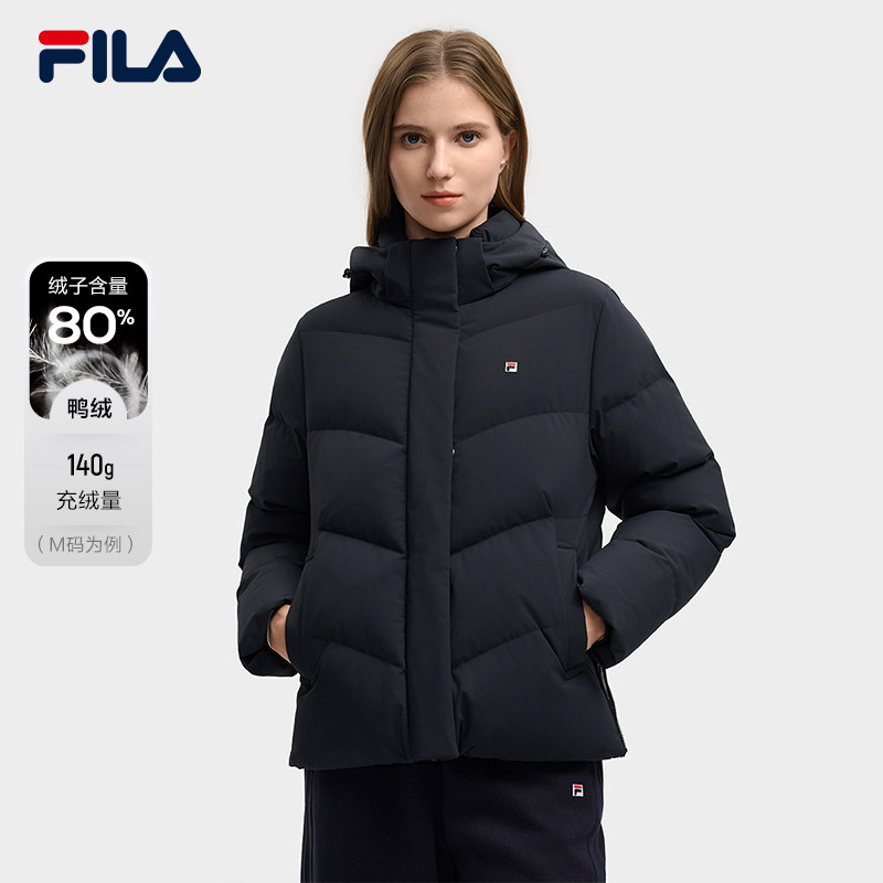 FILA 斐乐女子羽绒服2025冬基础简约休闲保暖连帽外套F11W548902