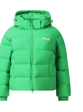 斐乐FILA女士羽绒服款RGB-多彩羽绒连帽保暖外套 F11W549909F-GN