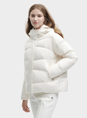 FILA斐乐女连帽羽绒服 2023冬季运动防风保暖加厚外套F11W348916F