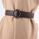 简约真皮连衣裙腰封宽腰带女配大衣装 复古圆扣皮带外搭显瘦 饰时尚