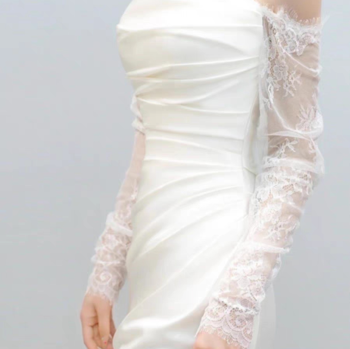 新款韩式长袖一字领蕾丝袖子 单层气质遮肉遮纹身防晒长松紧袖子