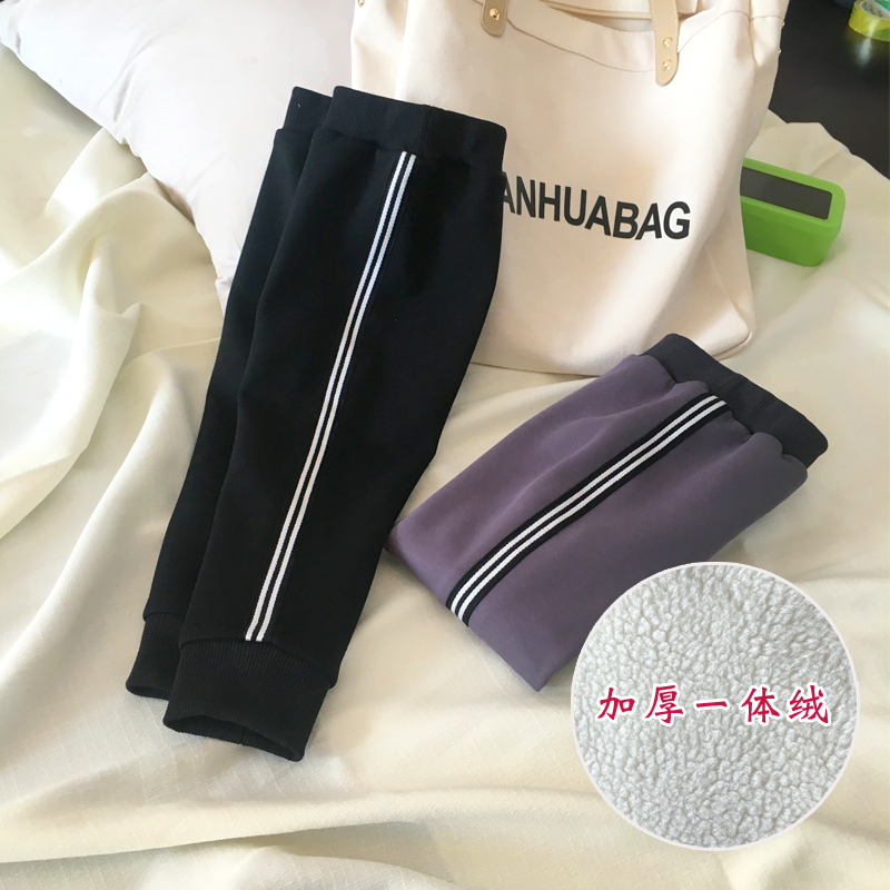 男童裤子冬季合体裤加绒保暖裤外穿一体绒加厚修身小童儿童打底裤