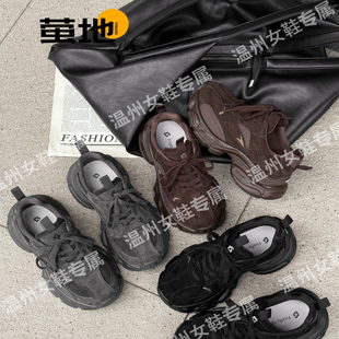 逛西湖 厚底系带老爹鞋 2025新款 跑步鞋 女66E06 休闲百搭运动鞋