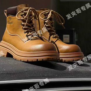 女士时尚 大黄蜂 2026新款 靴黄色马丁靴77D72 休闲靴短筒靴子工装