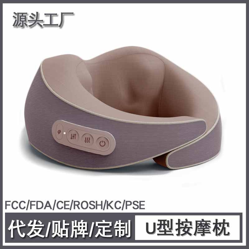 专利机芯颈椎按摩器 揉捏加热按摩仪护颈枕头电动肩颈部u型按摩枕