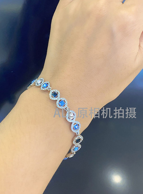 澳洲奥地利2020新品藍色水晶方形渐变女手链 5289514 包邮现货