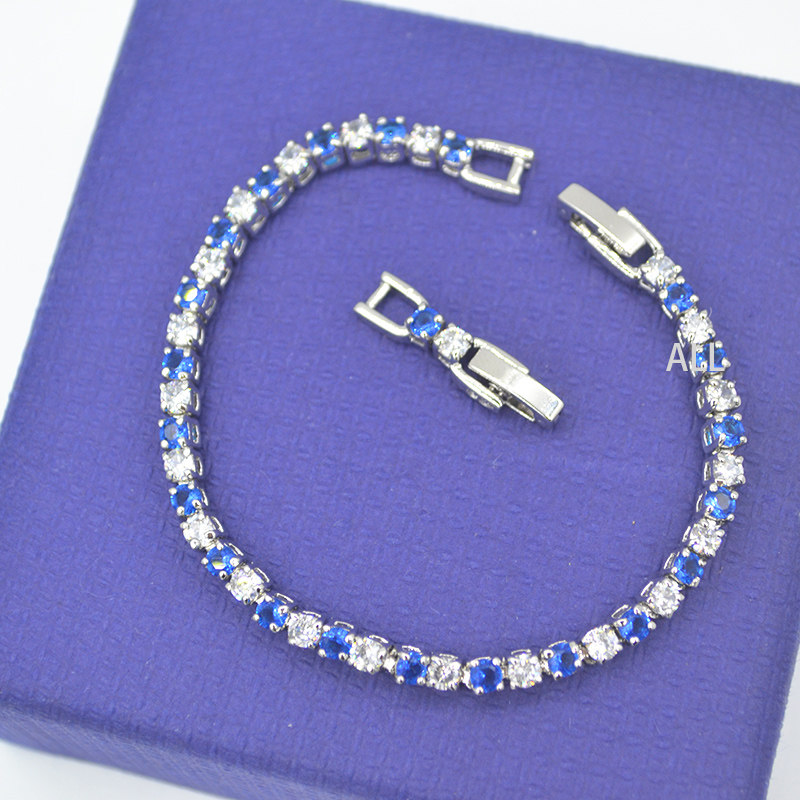 蓝色单排大钻超闪网球女手链璨水晶女礼物  5464948 5506253 包邮