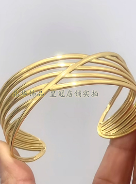 钛钢金色高级感宽边手镯女