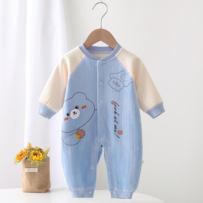 婴儿秋冬季加绒加厚一体绒连体衣