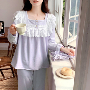 薄款 BIEN海岛绒睡衣女秋冬季 公主宫廷风方领家居服甜美可爱可外穿